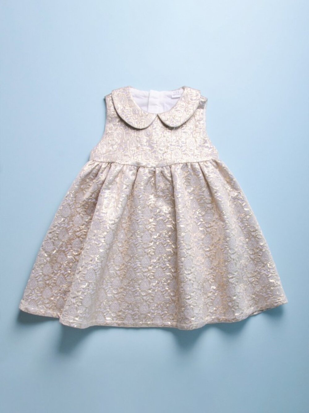 EUC Egg by Susan Lazar Peter Pan Brocade Gold/Purple Metallic Dress size 18 mos